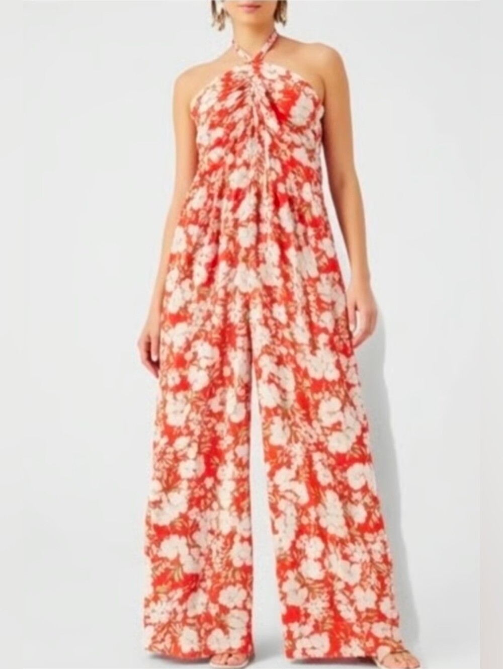 American Eagle Floral Halter Wide-Leg Jumpsuit M